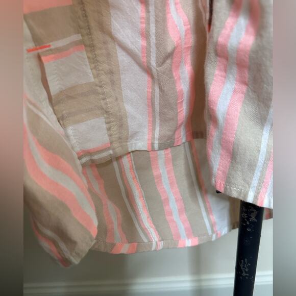 Vineyard Vines Womens 6 Peach Beige White Blouse Shirt Beach Coastal Core Ocean - Picture 2 of 8
